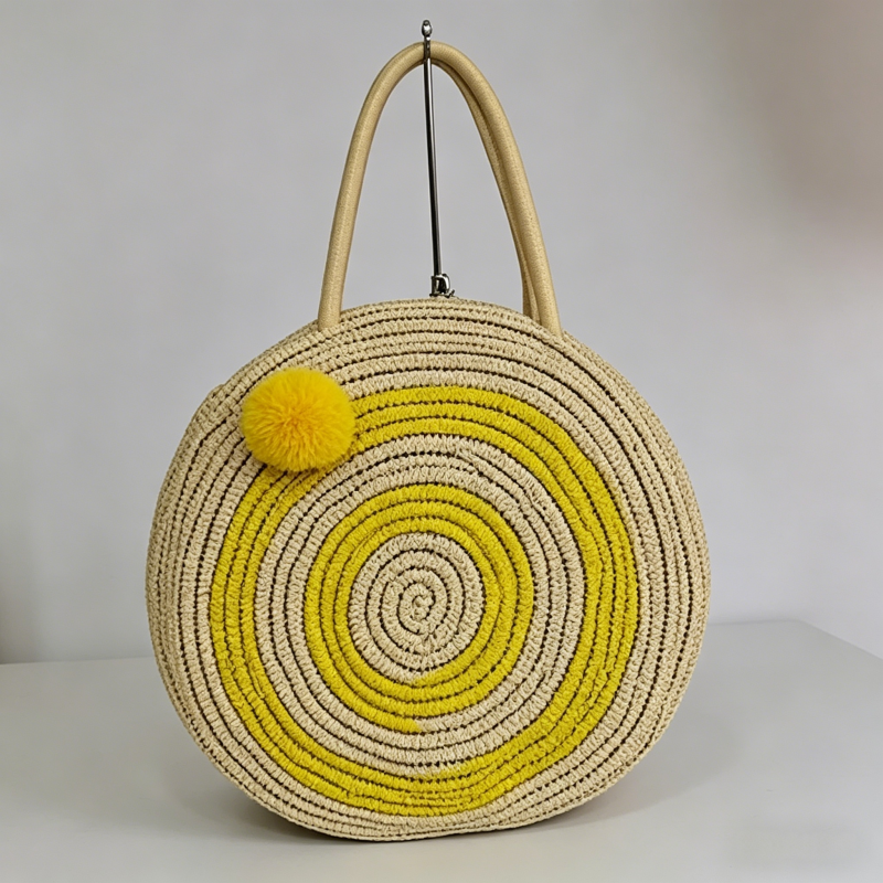 Sac de plage exquis en raphia inspiré du citron