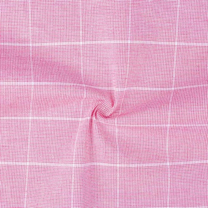 Kain Jacquard Elastis Kotak-kotak Merah Muda