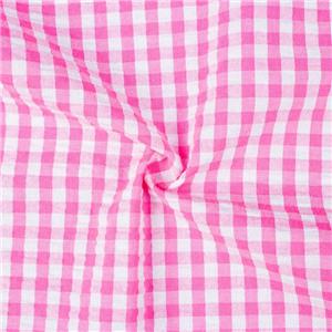 pink and white check 100 cotton seersucker fabric
