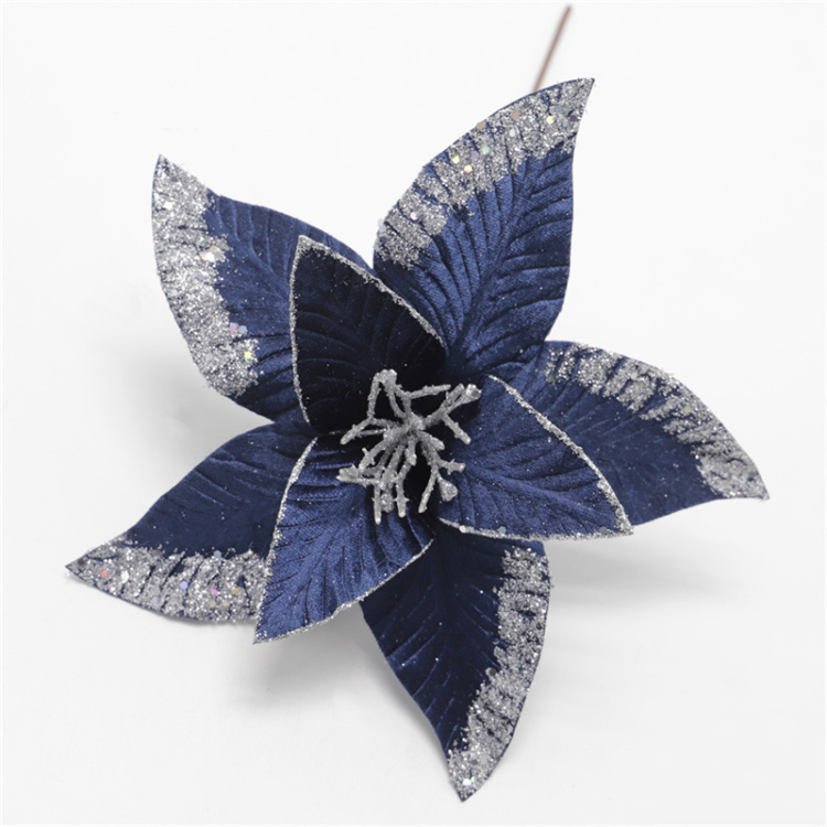 Flor de simulación de decoración navideña de lentejuelas de terciopelo