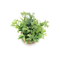 Le bureau est décoré de petites plantes vertes artificielles