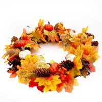 Autumn Decoration Maple Leaf Pumpkin Wreath