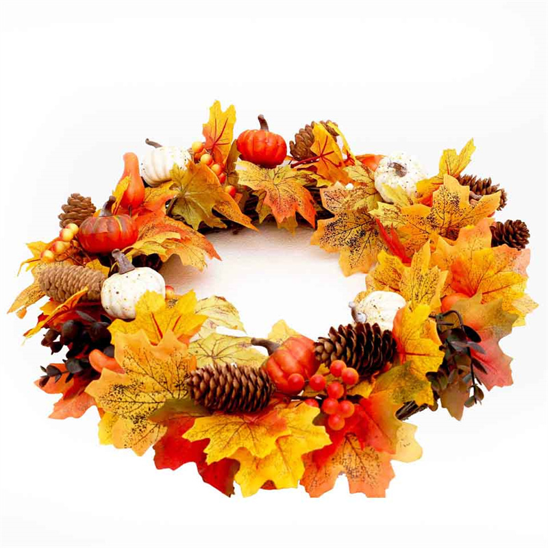 Autumn Decoration Maple Leaf Pumpkin Wreath