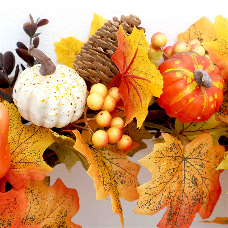 Autumn Decoration Maple Leaf Pumpkin Wreath