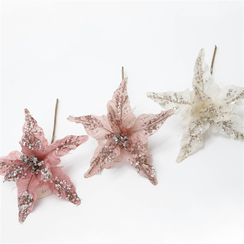 Artificial Poinsettia Flowers For Holiday Decoration