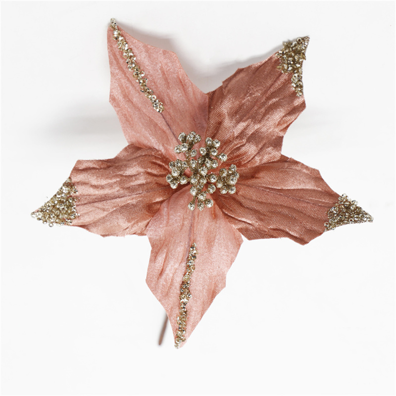 Christmas Decoration Pink Lint Artificial Flowers