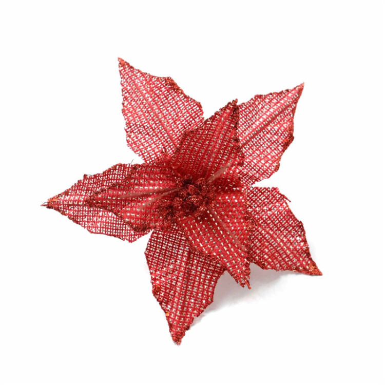 Holiday Decorations Red Linen Christmas Flowers