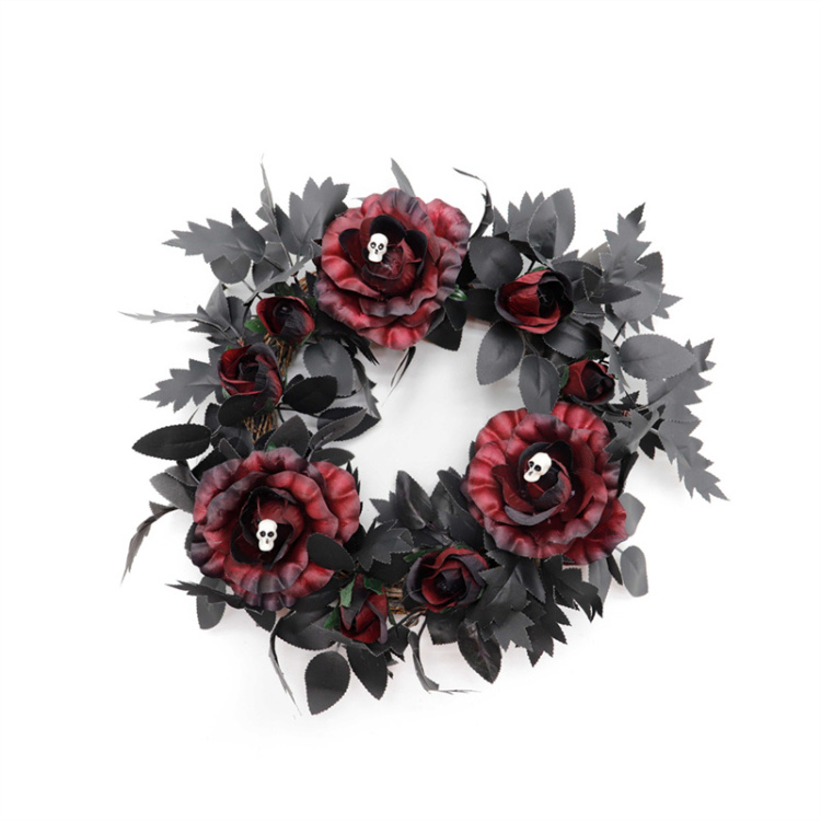Deco Halloween-deuren met kunstmatige zwarte rozen