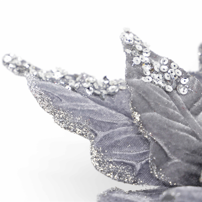 Christmas Decor Grey Flannelette Artificial Flower