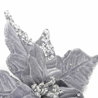 Christmas Decor Grey Flannelette Artificial Flower