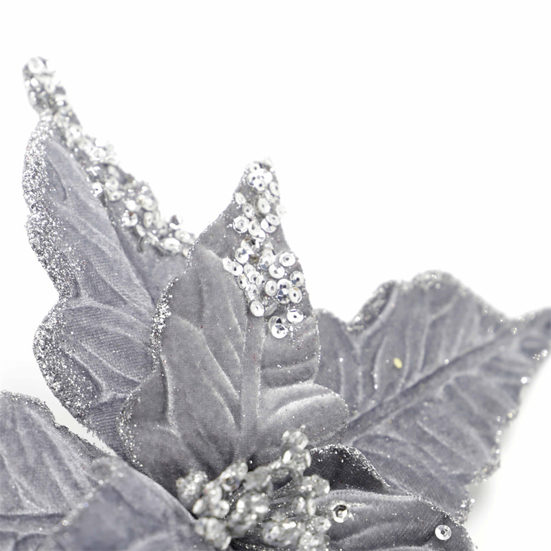 Christmas Decor Grey Flannelette Artificial Flower