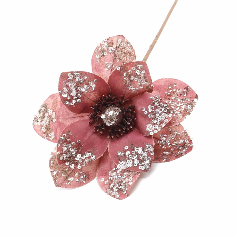 Christmas Decor Polyester Sequin Artificial Flower