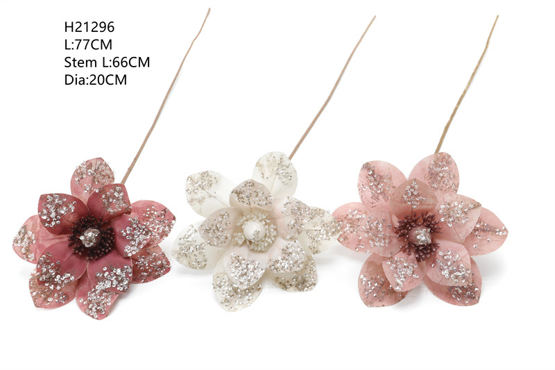 Christmas Decor Polyester Sequin Artificial Flower