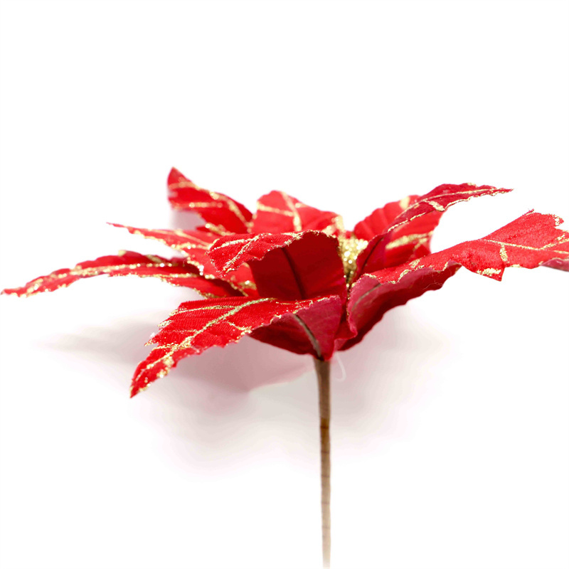 Christmas Decor Red Flannelette Christmas Flowers