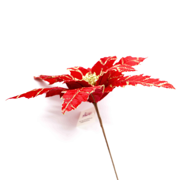 Christmas Decor Red Flannelette Christmas Flowers