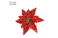 Christmas Decor Red Flannelette Christmas Flowers