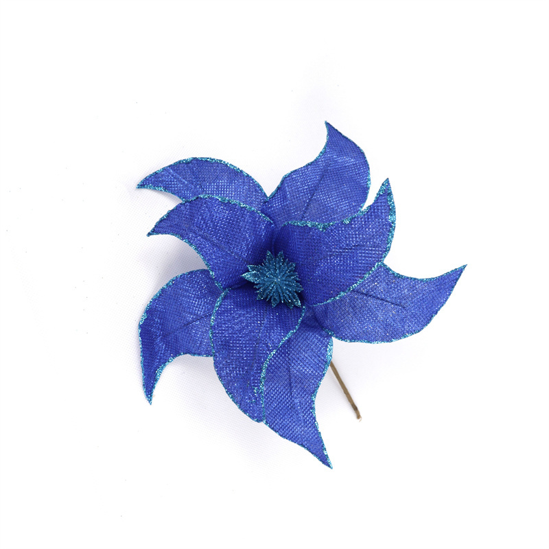 Christmas Art Deco Blue Linen Artificial Flowers