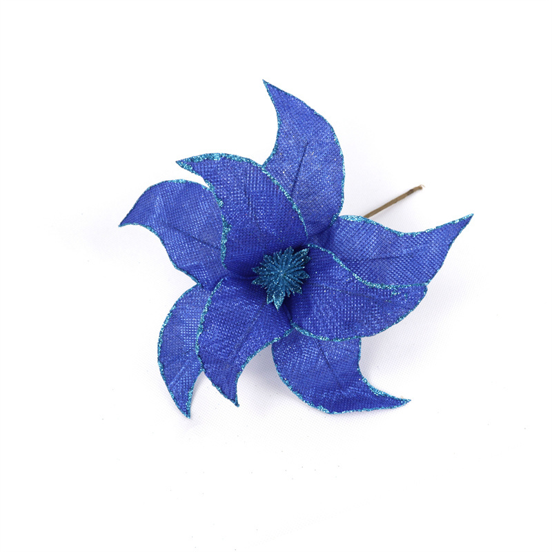 Christmas Art Deco Blue Linen Artificial Flowers