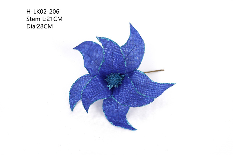 Christmas Art Deco Blue Linen Artificial Flowers