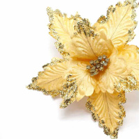 Christmas Deco Yellow Glitter Artificial Flowers