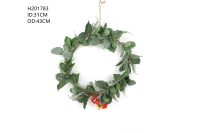 Front Porch Christmas Deco With Artificial Leaf Wreath
