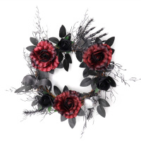 Decorate A Small Black Rose Wreath For Halloween