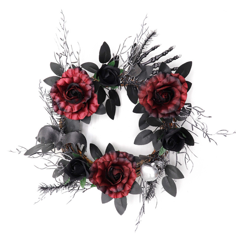 Decorate A Small Black Rose Wreath For Halloween