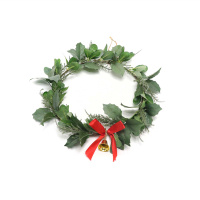 Front Porch Christmas Deco With Artificial Leaf Wreath