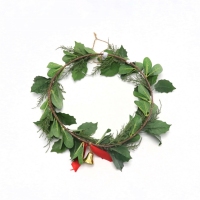 Front Porch Christmas Deco With Artificial Leaf Wreath