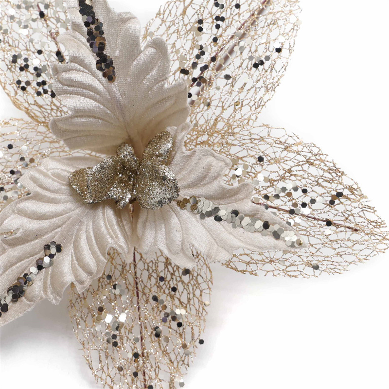 Christmas Mesh Deco White Sequin Christmas Flowers