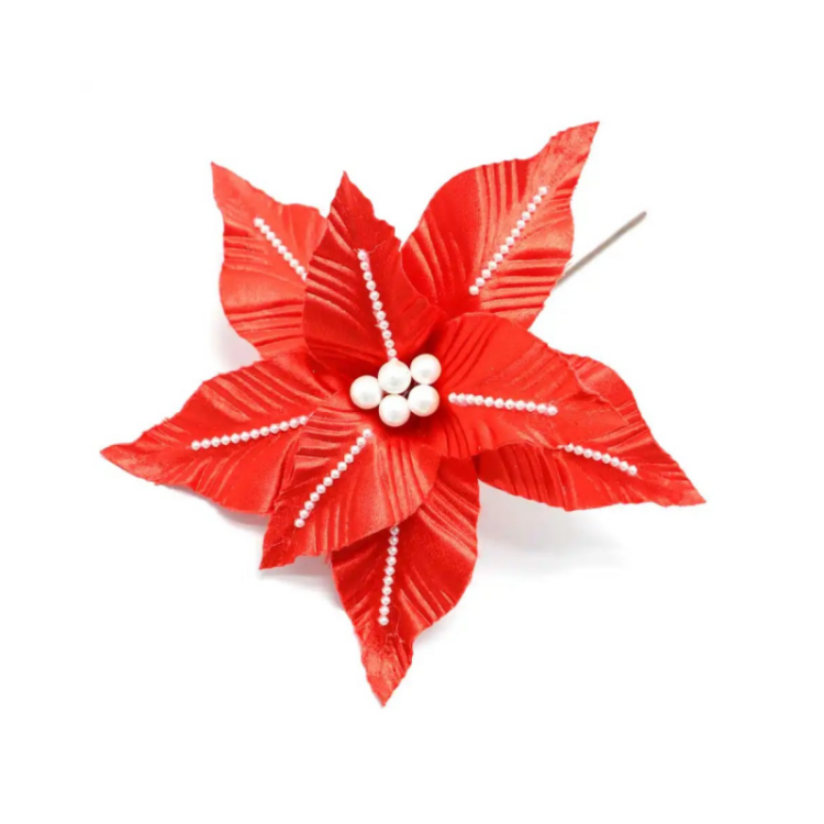 Flor de Pascua Artificial para decoración navideña, flores artificiales, Adornos de árbol de Navidad, decoración del banquete de boda, flores