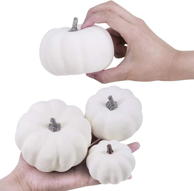 Rustic Harvest White Artificial Pumpkins for Halloween, Fall Thanksgiving Decorating Harvest Embellishing and Displaying
