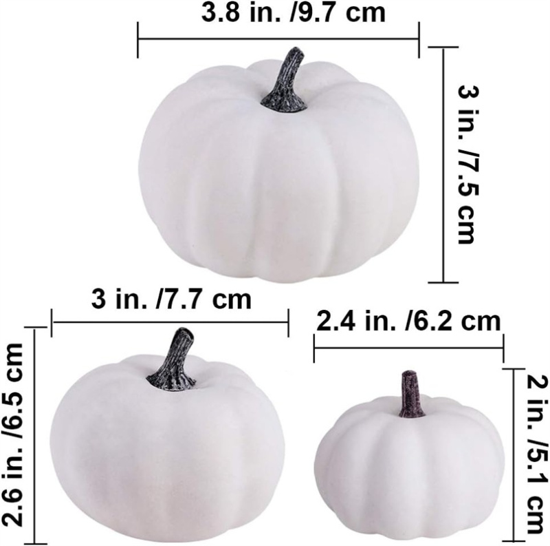 Rustic Harvest White Artificial Pumpkins for Halloween, Fall Thanksgiving Decorating Harvest Embellishing and Displaying
