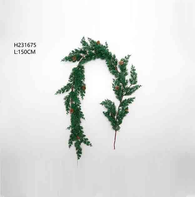 Christmas Realistic Cypress Garland Colorfast Realistic Greenery Plant Decor Festival Theme for Home Table Background Wall Fireplace