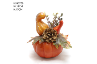 Mini Artificial Pumpkins Fake Pumpkin Ornament Fake Pumpkins Table Decor Autumn Harvest Thanksgiving Decoration with Maple Leaf for Home Decoration