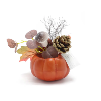 Mini Artificial Pumpkins Fake Pumpkin Ornament Fake Pumpkins Table Decor Autumn Harvest Thanksgiving Decoration with Maple Leaf for Home Decoration