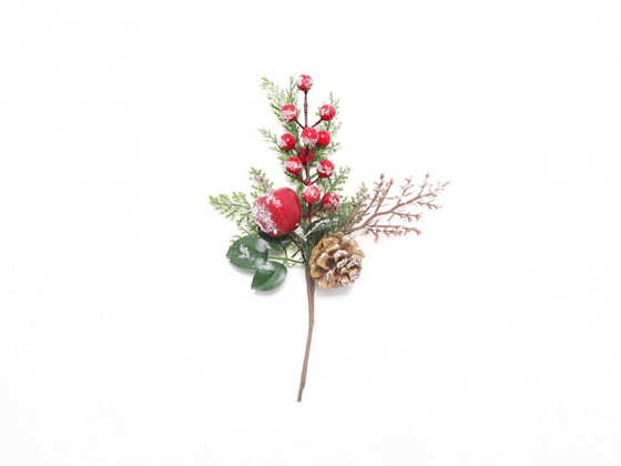 artificial fake Christmas berry pick Spray artificial Bayas rojas Selecciones de cono de pino natural Decoraciones navideñas Hierba verde Ramas de frutas rojas Selecciones