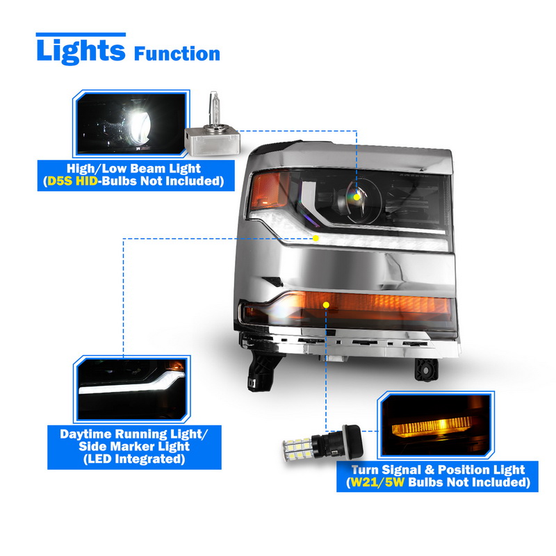 2016-2019 Chevy Silverado 1500 Headlights