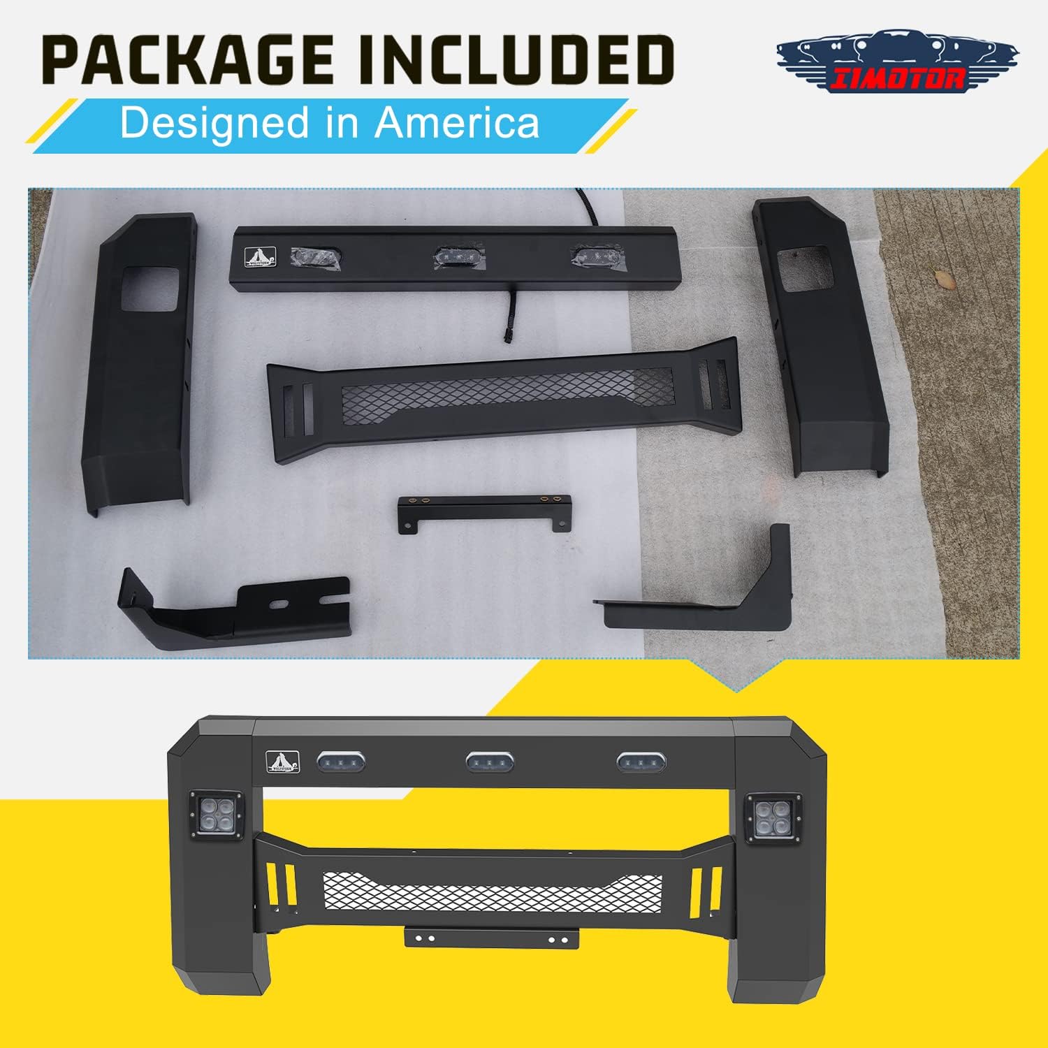 Ford F150 2018-2020 Pickup Truck 2 Pod Light Heavy Duty Steel Mesh Grille Black Bull Bar front bumper