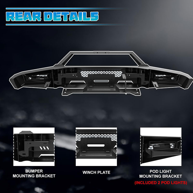 Ford F150 2015-2017 Arch Half Round Black Steel Simple Off-road Front Bumper Bull bar front bumper