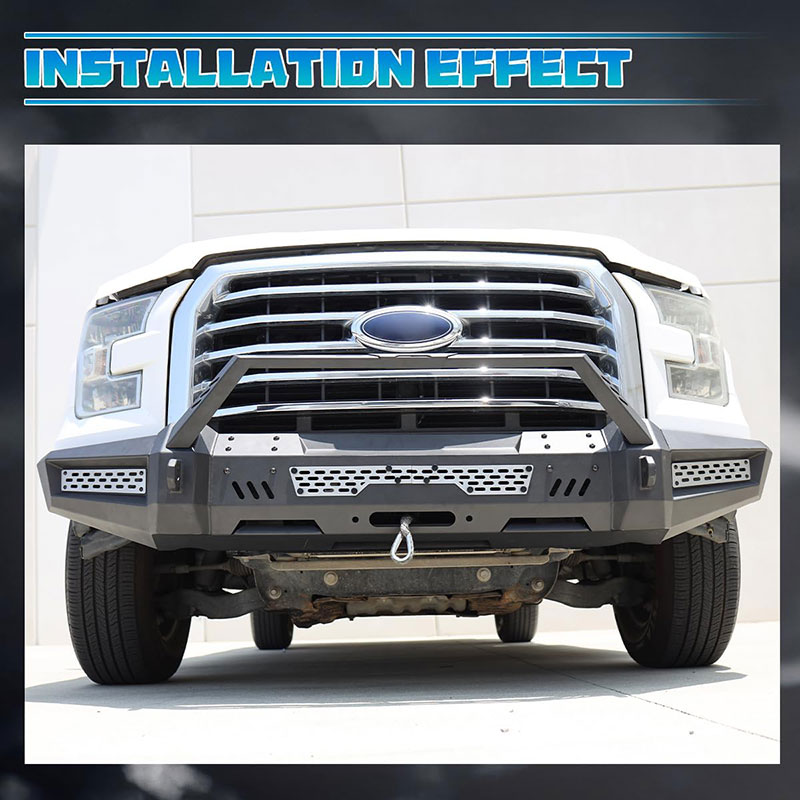 Ford F150 2015-2017 Arch Half Round Black Steel Simple Off-road Front Bumper Bull bar front bumper