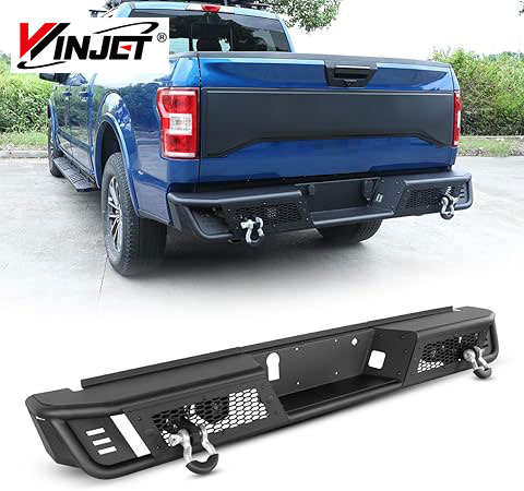 ฟอร์ด F-150 2015-2023 กันชนหลังเหล็กงานหนัก เคลือบสีแบบกำหนดเอง ห่วงยึด 2 D