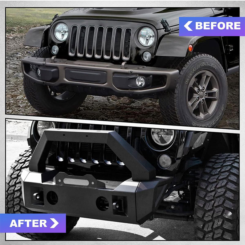 Jeep Wrangler JL JK 2008-2020 Wolfstorm Automotive3 Parts combination Combo Compatible option long or short side wings Steel Front Bumper