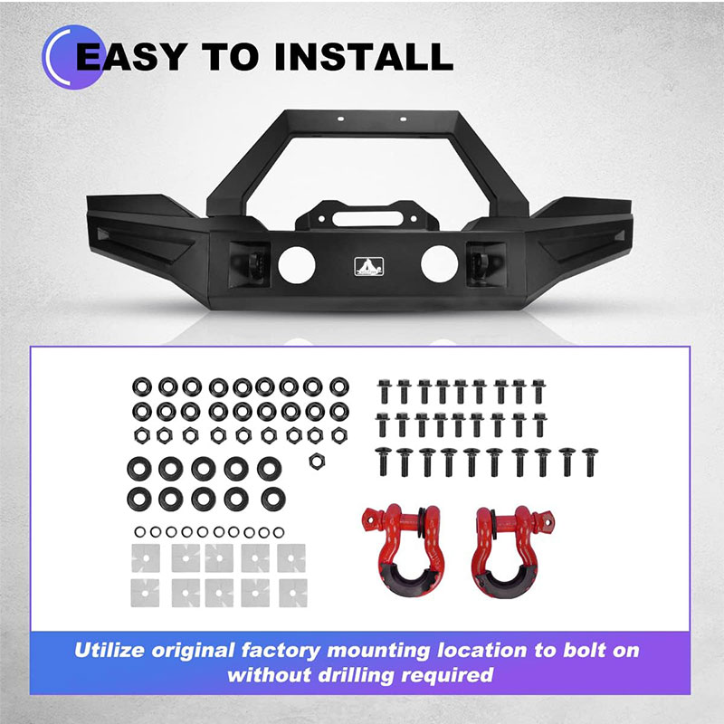 Jeep Wrangler JL JK 2008-2020 Wolfstorm Automotive3 Parts combination Combo Compatible option long or short side wings Steel Front Bumper