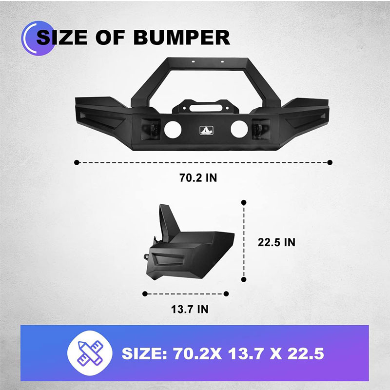 Jeep Wrangler JL JK 2008-2020 Wolfstorm Automotive3 Parts combination Combo Compatible option long or short side wings Steel Front Bumper