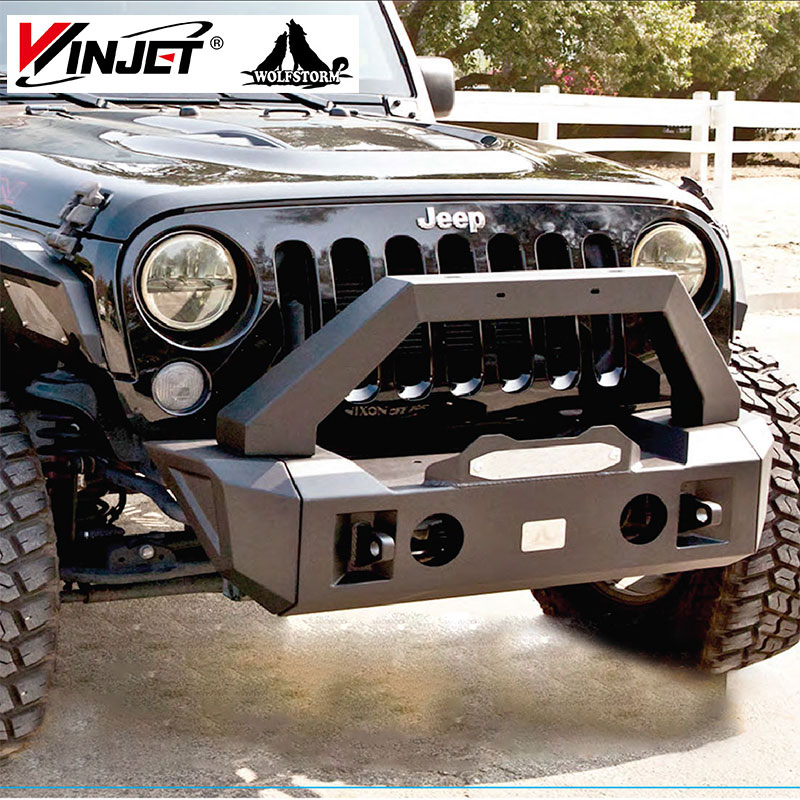 Jeep Wrangler JL JK 2008-2020 Wolfstorm Automotive3 Parts combination Combo Compatible option long or short side wings Steel Front Bumper