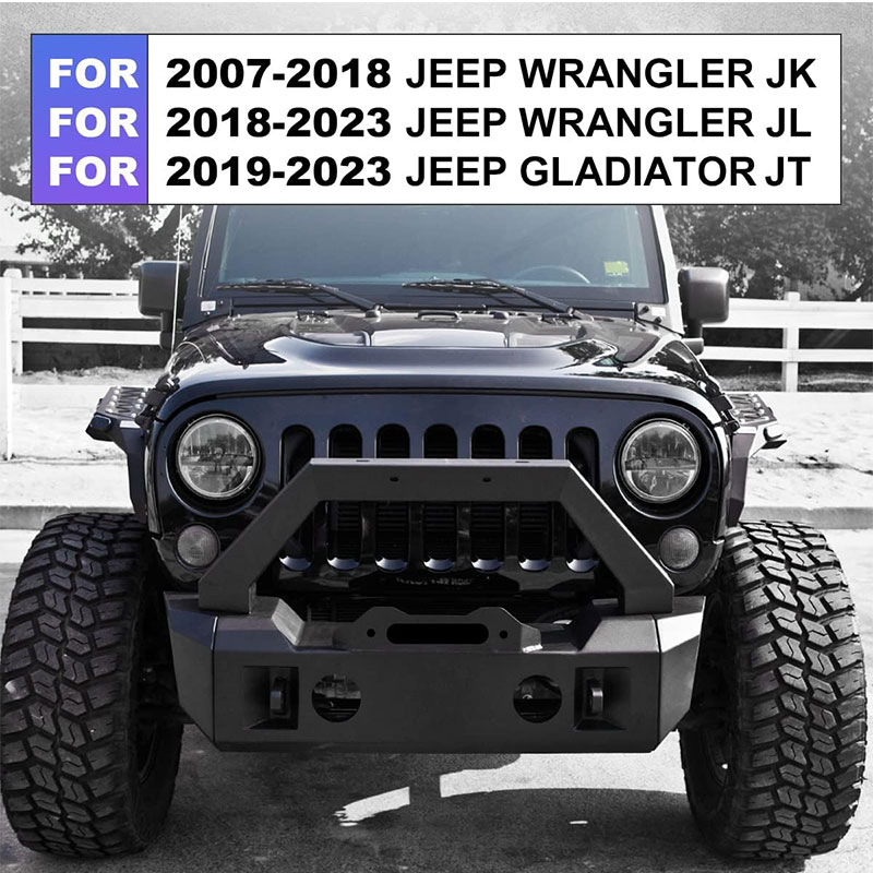 Jeep Wrangler JL JK 2008-2020 Wolfstorm Automotive3 Parts combination Combo Compatible option long or short side wings Steel Front Bumper
