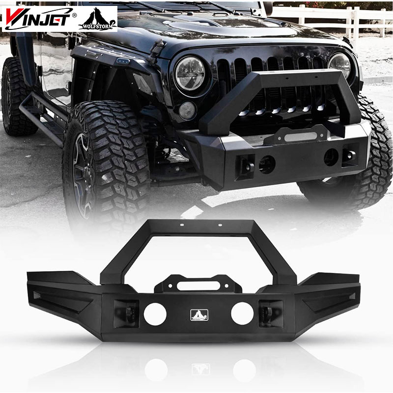 Jeep Wrangler JL JK 2008-2020 Wolfstorm Automotive3 Parts combination Combo Compatible option long or short side wings Steel Front Bumper