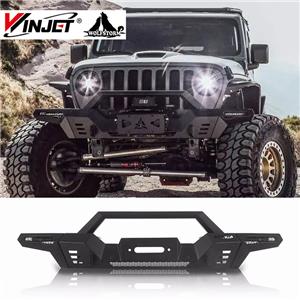 untuk modifikasi suku cadang Trim Eksterior Baja Premium Wrangler JL 2018-2024, penggantian Bumper Depan Berlapis Serbuk Hitam
