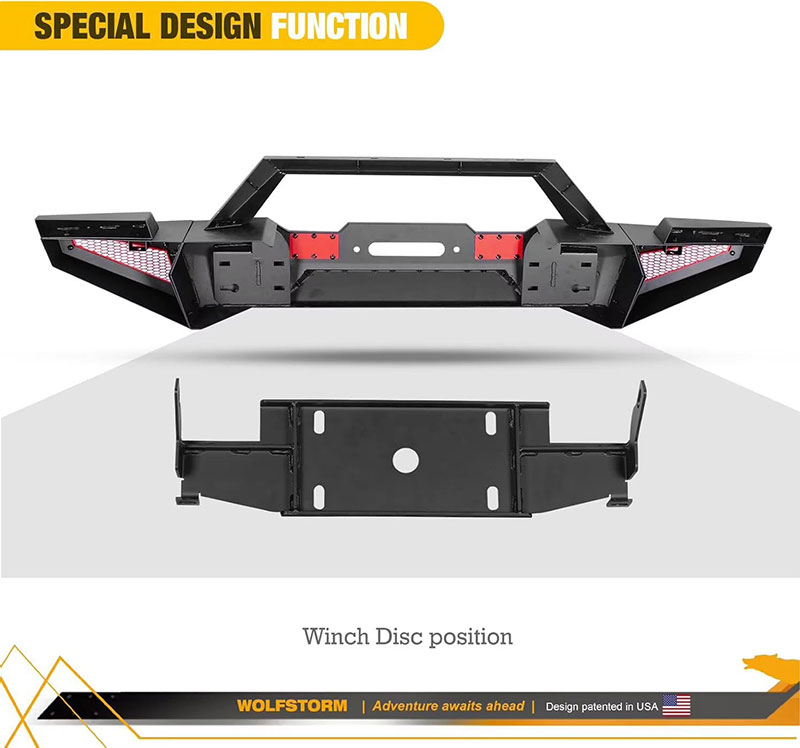 for 2018-2023 Wrangler JL 4x4 off-road body armor Bull bar 2 Stage Black Powder Coated Heavy Duty guard bumper bull bar